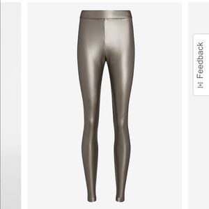 HIGH WAISTED METALLIC VEGAN LEATHER LEGGINGS
